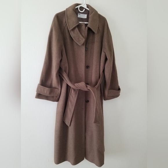NWOT ASOS DESIGN Top Collar Boyfriend Belted Coat Mushroom Size Med - Picture 3 of 16